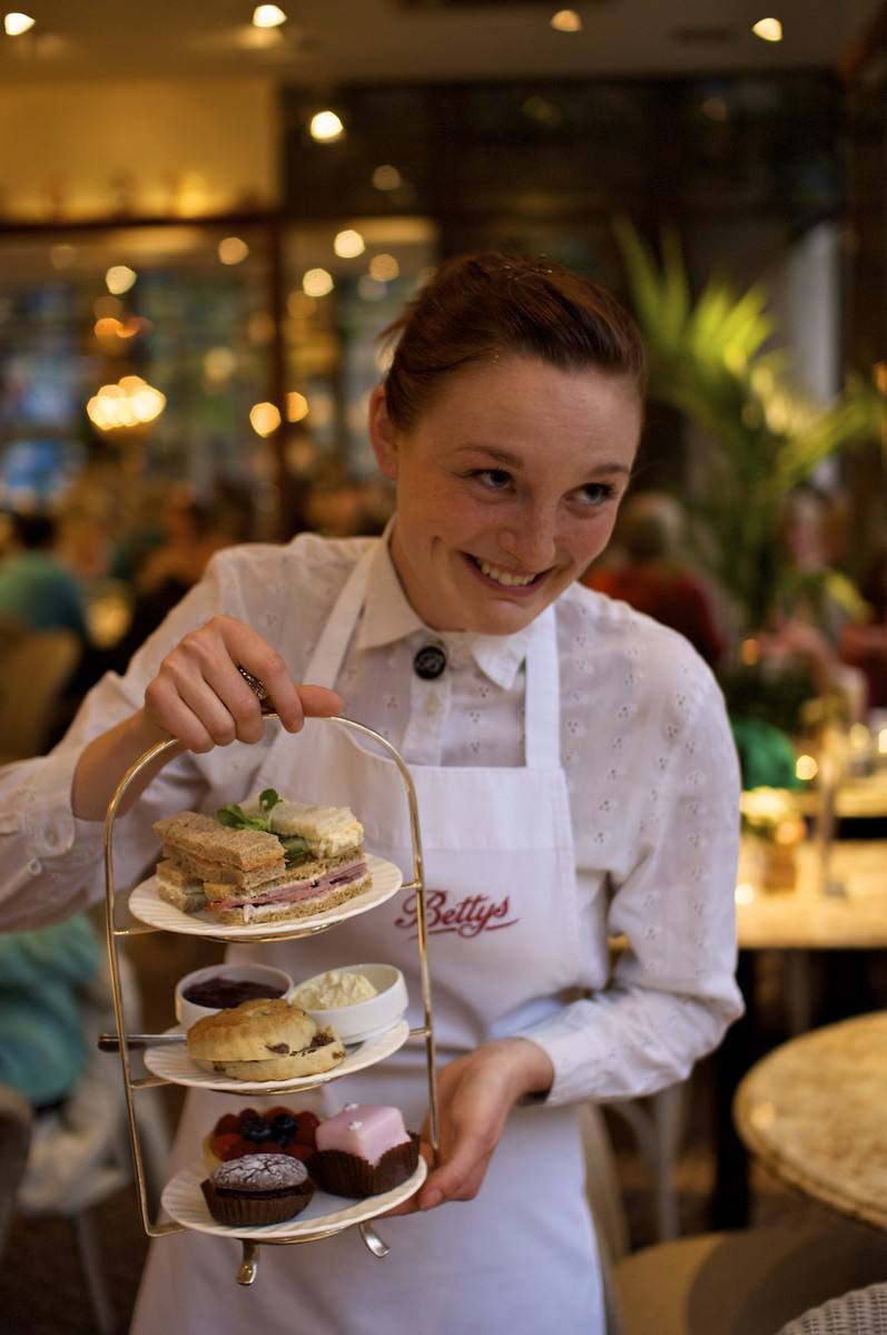 York, England reputed to be the most haunted city in the world. , Betty's Cafe Tea Rooms is one of the most popular restaurants in York. Founded in 1919 it gained immense popularity with American servicemen during WWII. Bettys Cafe Tea Rooms Tel: 01904 659142 St Helen's Square, York