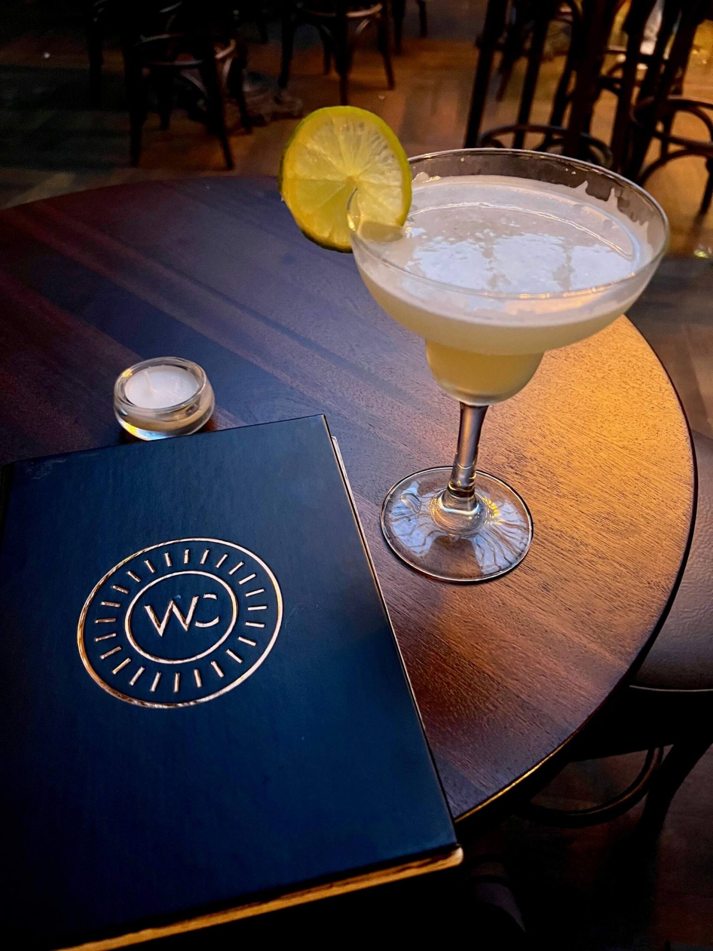 Margarita cocktail and menu at WC Newcastle