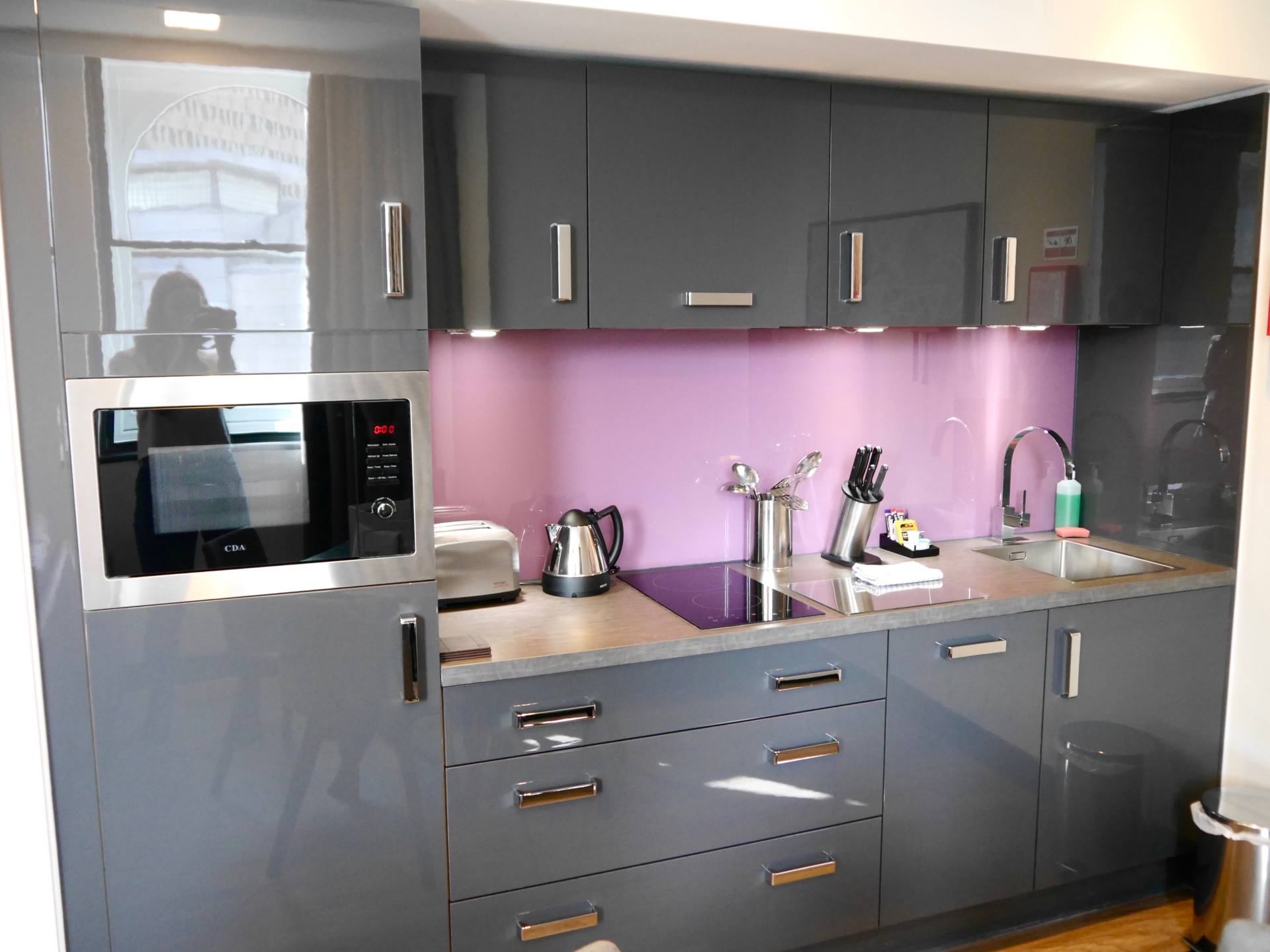 Kitchen of Liberty Suite at Roomzzz Manchester Corn Exchange